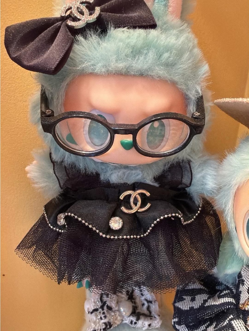 Auth pop mart Labubu dressed in Chanel Vinyl